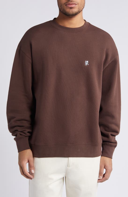 Shop Quiet Golf Embroidered Owl Cotton Sweatshirt In Brown