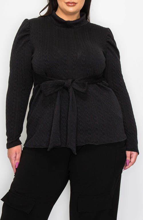 Shop L I V D Catriona Waist Tie Mock Neck Sweater In Black