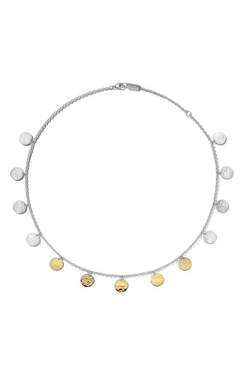 Shop Ippolita Classico Hammered Paillette Disc Necklace In Yellow Gold/silver