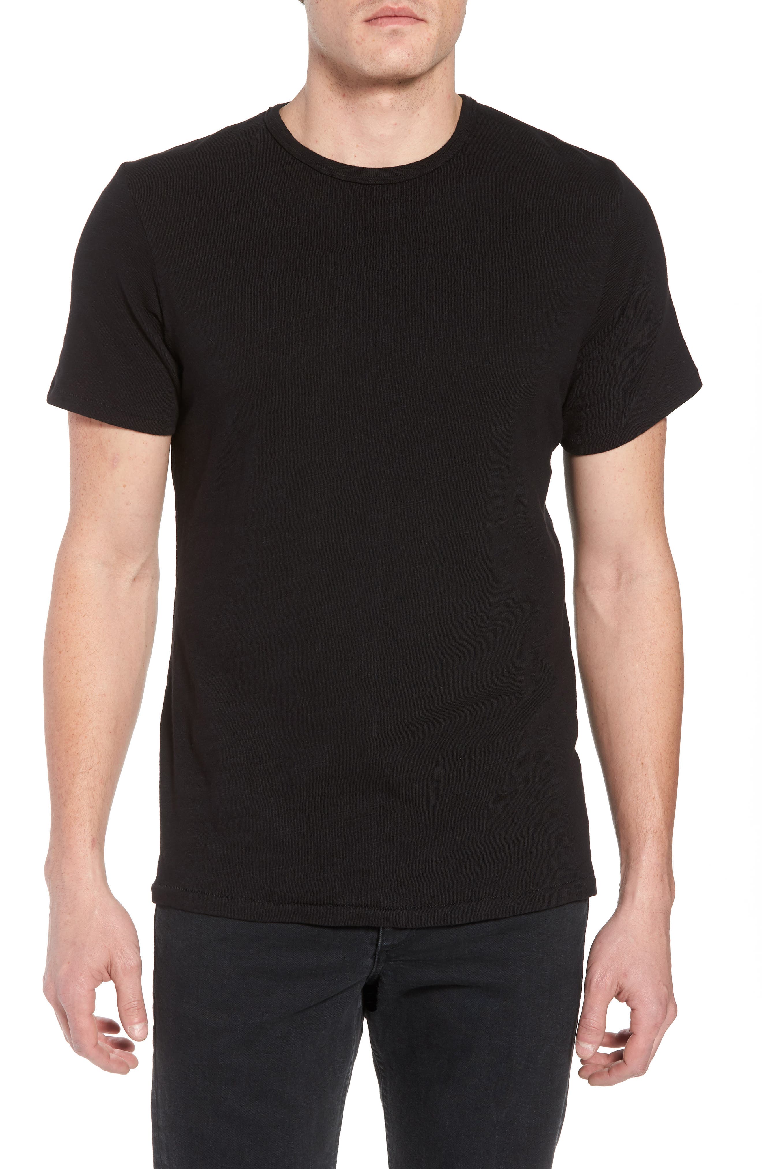 rag & bone Classic Crewneck Slim Fit Cotton T-Shirt in Jet Black at Nordstrom, Size X-Small Us