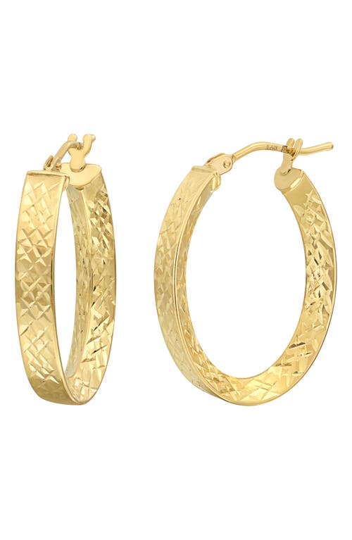 14K Gold Textured Hoop Earrings in 14K Yellow Gold