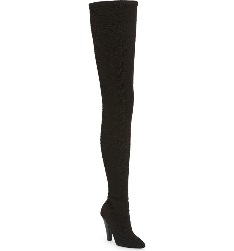 SAINT LAURENT Over the Knee Stretch Boot, Main, color, NERO