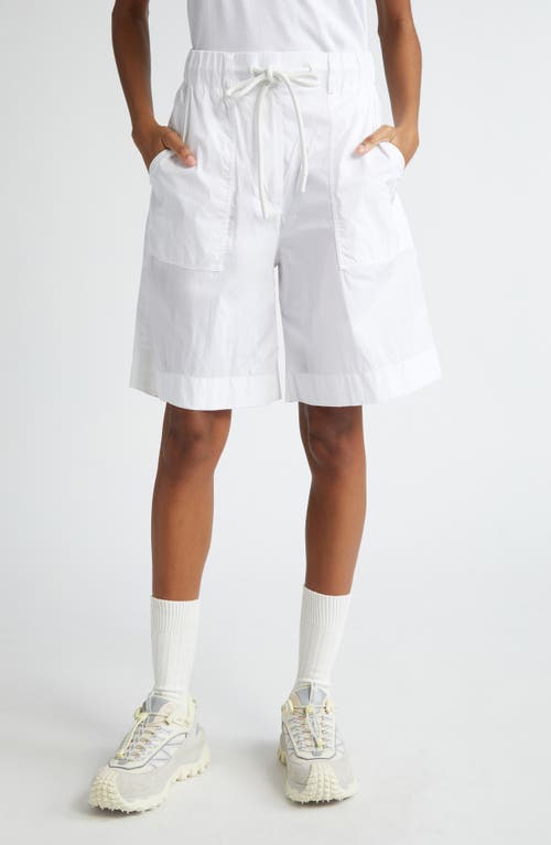 Moncler Cotton Blend Bermuda Shorts in White at Nordstrom, Size 2 Us