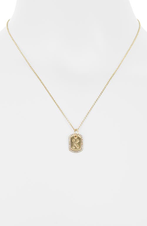 Meshmerise Diamond Initial Dog Tag Pendant Necklace In Yellow-k