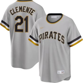 Nike Men's Nike Roberto Clemente Gray Pittsburgh Pirates Road Cooperstown  Collection Player Jersey