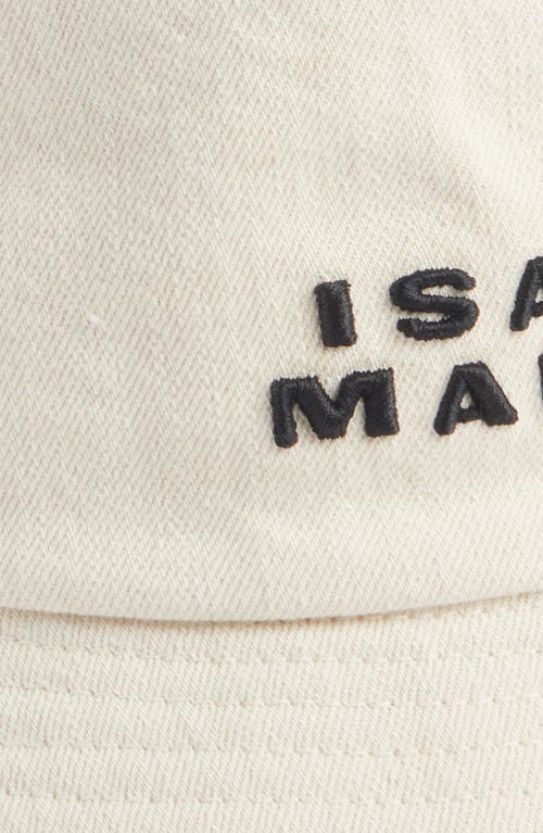 Shop Isabel Marant Haley Logo Embroidered Cotton Canvas Bucket Hat In Ecru/black