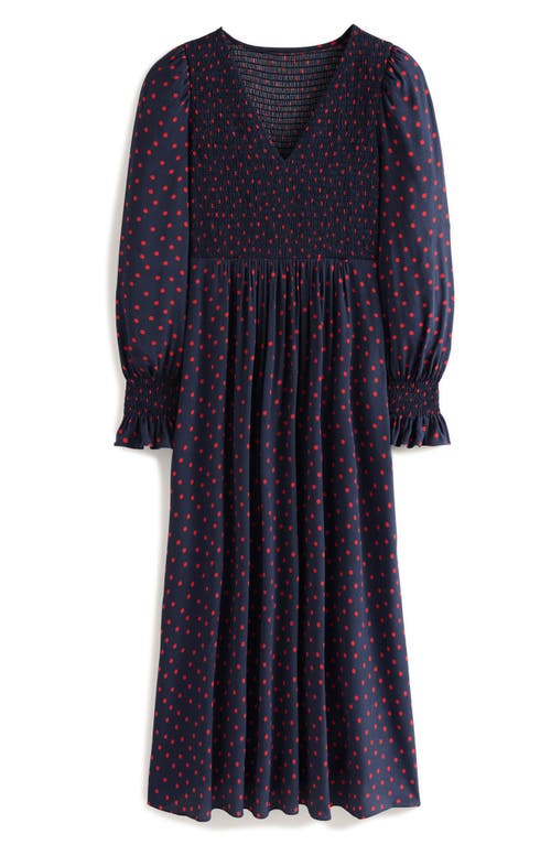 Boden Gemma Dot Long Sleeve Midi Dress In Red Abstract Dot