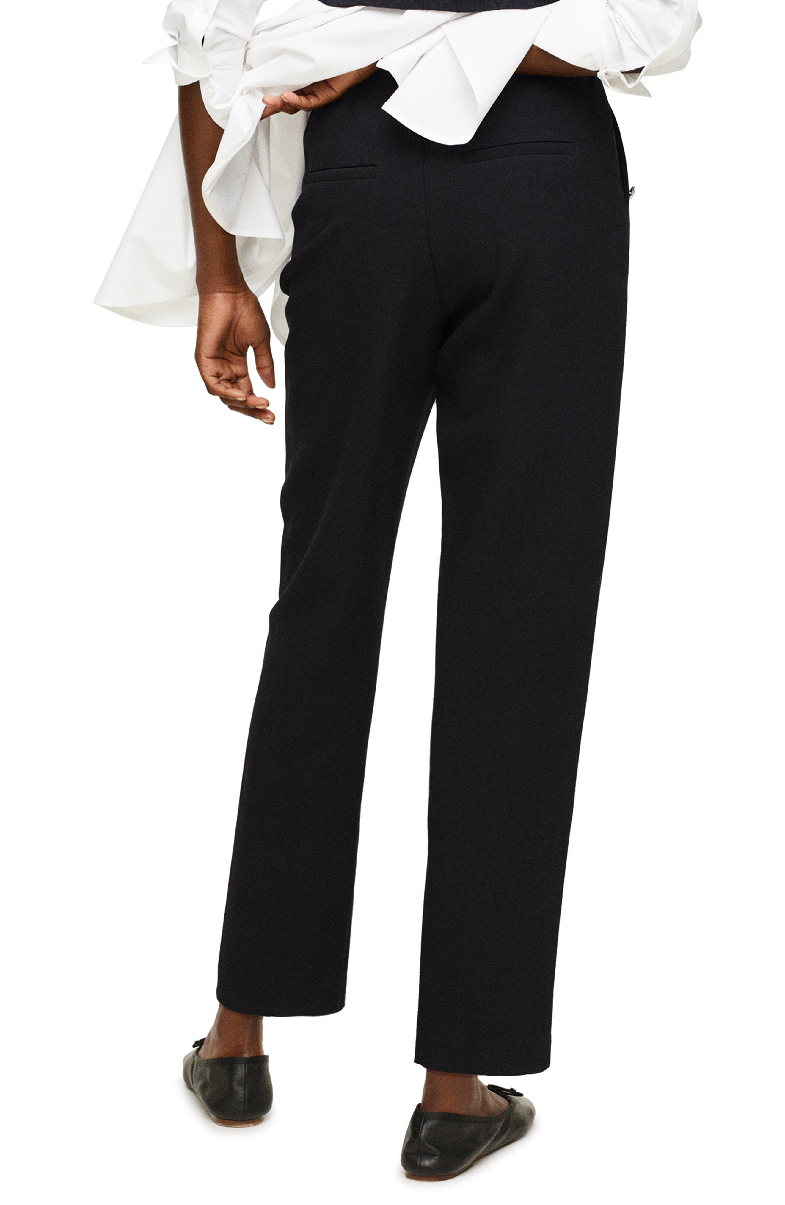 Mango - Cropped Button Pants Black - XXS - Women