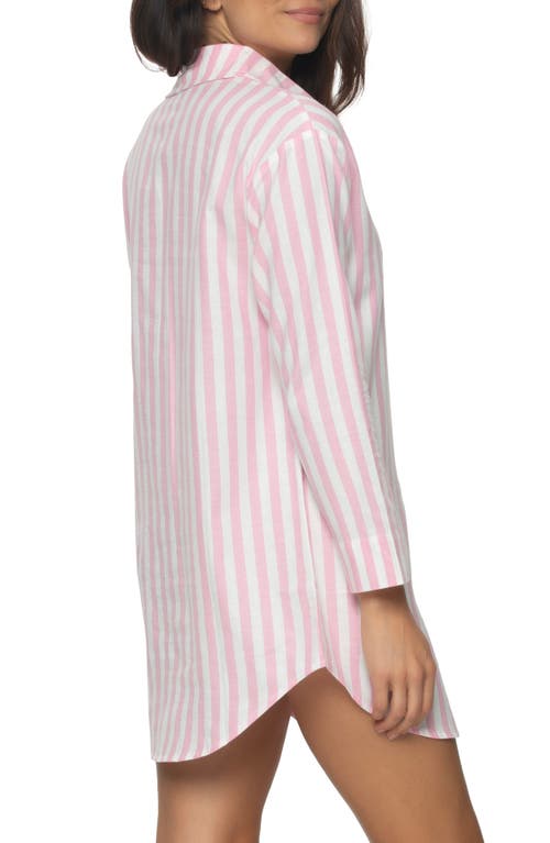 Felina Mirielle Sleep Shirt In Sea Pink Stripe