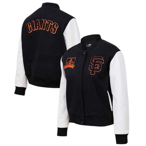 Women's Pro Standard Black San Francisco Giants Wool Full-Zip Varsity Jacket