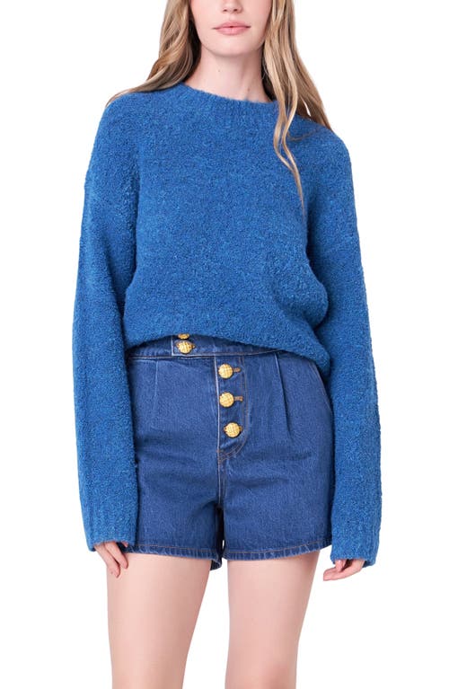 Shop English Factory Cozy Crewneck Sweater In Dark Blue