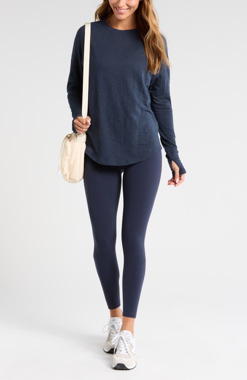 Zella Relaxed Washed 2.0 Long Sleeve Slub Tee In Navy Sapphire