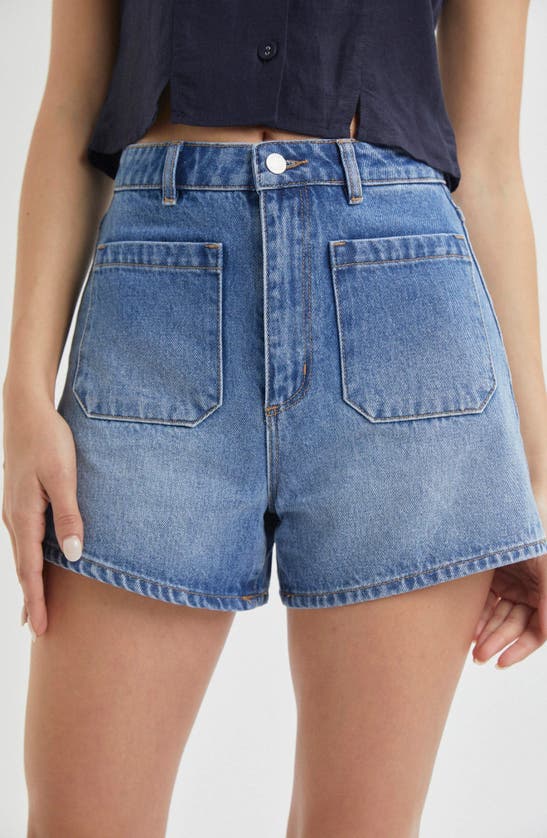 Shop Rolla's Mirage Patch Pocket Denim Shorts In Stevie Blue