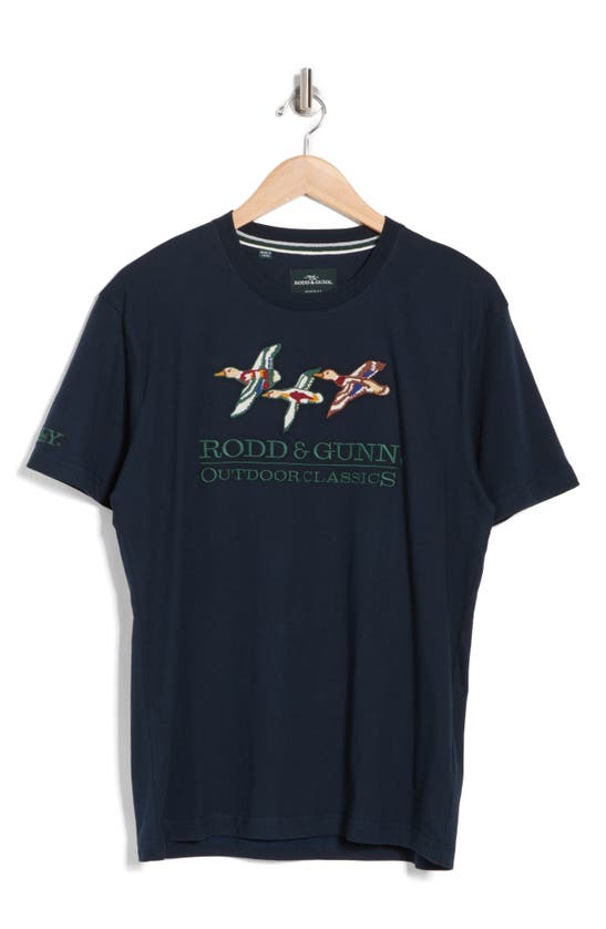 Shop Rodd & Gunn Mallard Cotton Embroidered T-shirt In Midnight