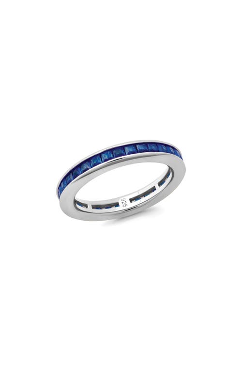 Crislu Square Princess Cut Cubic Zirconia Stacking Ring in Sapphire at Nordstrom, Size 7