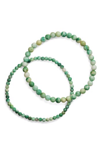 Sterling Forever Stone 2-pack Beaded Stretch Bracelets In Ocean