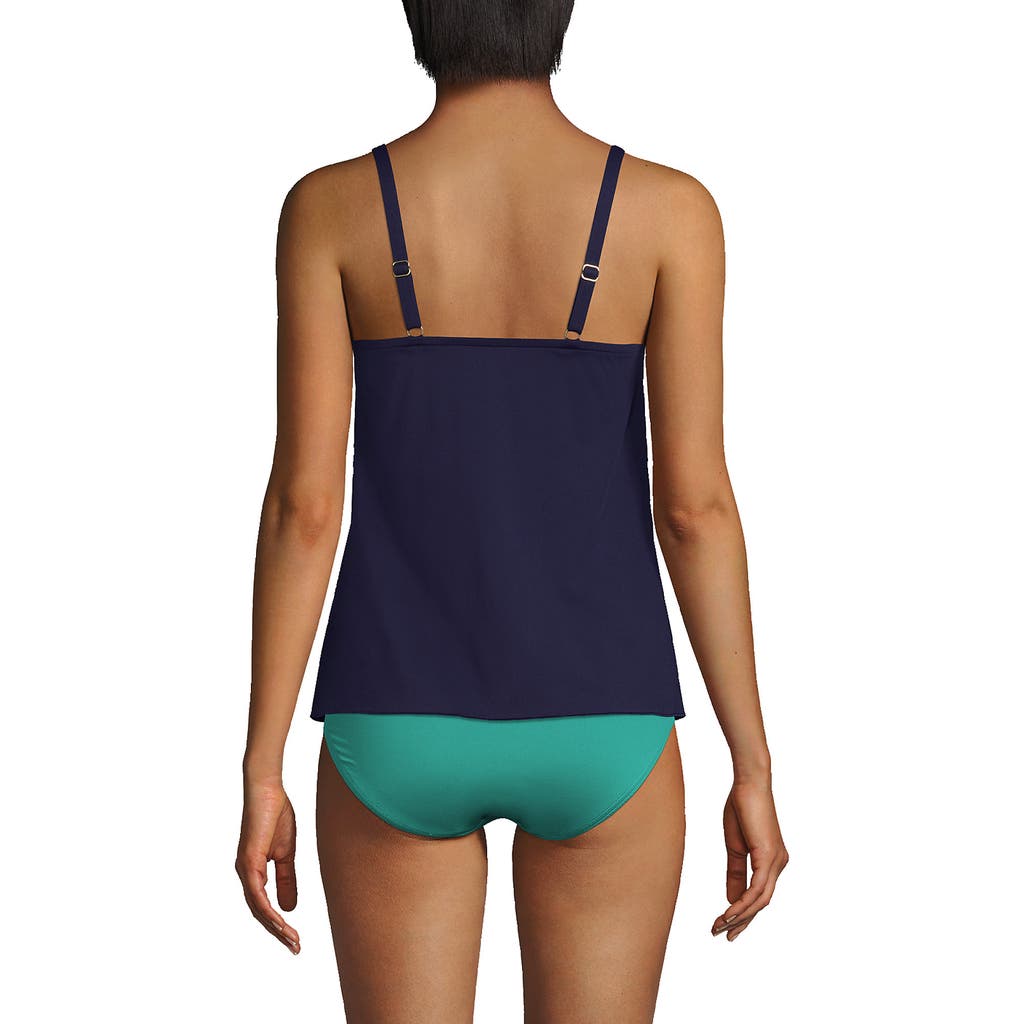 Lands' End Plus Size Dd-cup Chlorine Resistant V-neck Tulip Hem Tankini Swimsuit Top In Deep Sea Navy