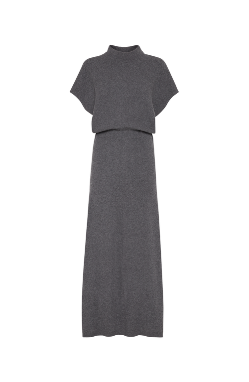 Shop Brunello Cucinelli Diagonal Knit Dress In Anthracite