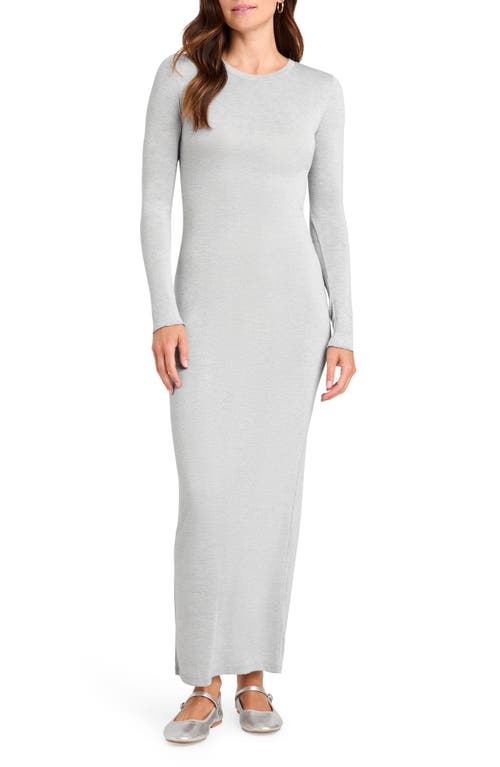 Shop Splendid Maddox Metallic Long Sleeve Knit Maxi Dress In Silver