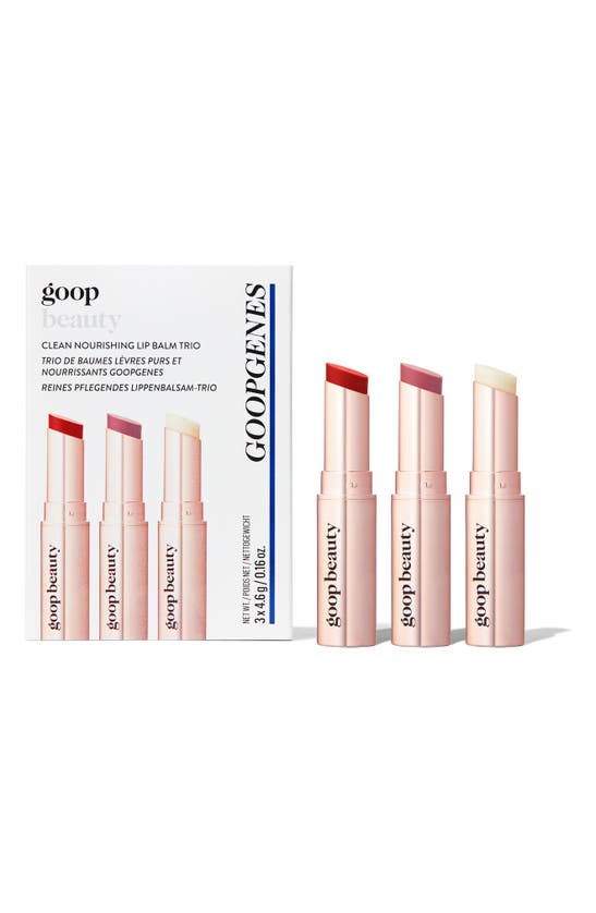 Shop Goop Genes Clean Nourishing Lip Balm Trio In Tomato/ Peony/ Clear