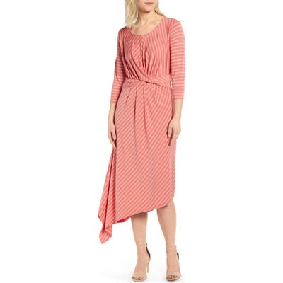 Bobeau Clara Twist Front Asymmetrical Dress, Orange