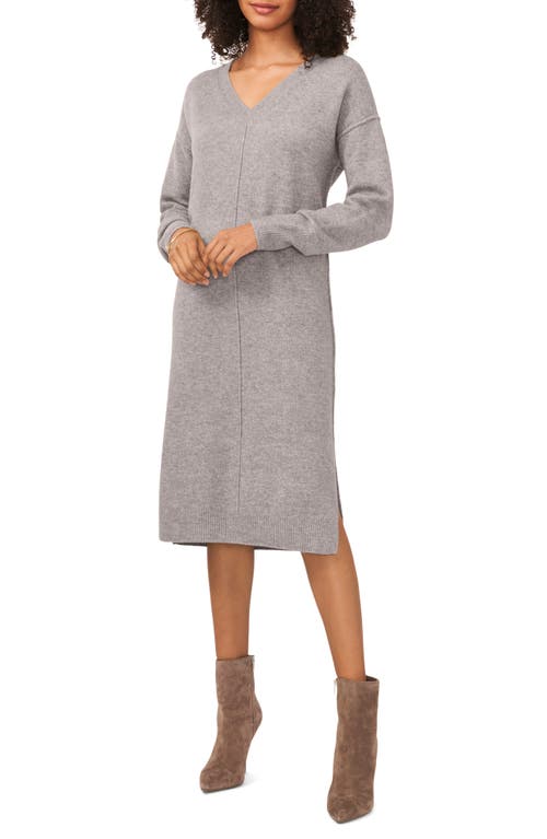 Vince Camuto Exposed Seam Long Sleeve Sweater Dress In Silver Heather