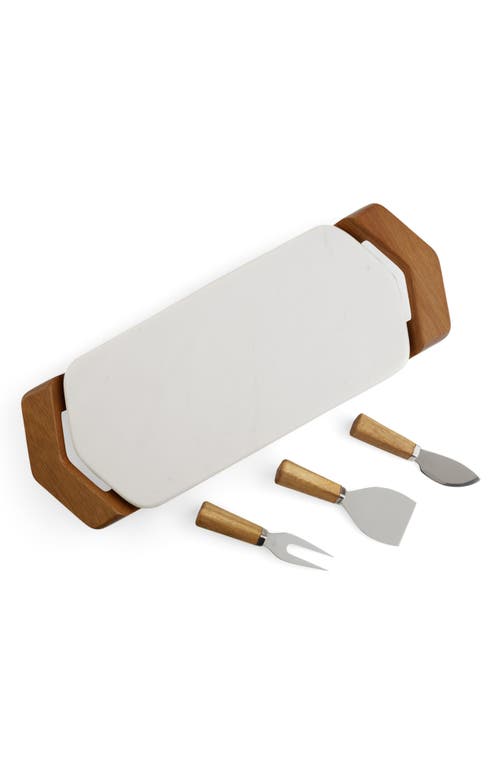 Nambé Chevron Cheese Board with Three Serving Pieces in Brown at Nordstrom