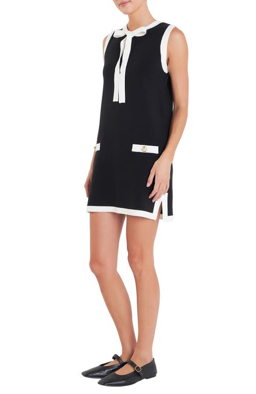 Shop English Factory Colorblock Sleeveless Knit Minidress In Black/white