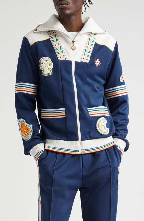 Shop Casablanca Varsity Track Jacket In Navy