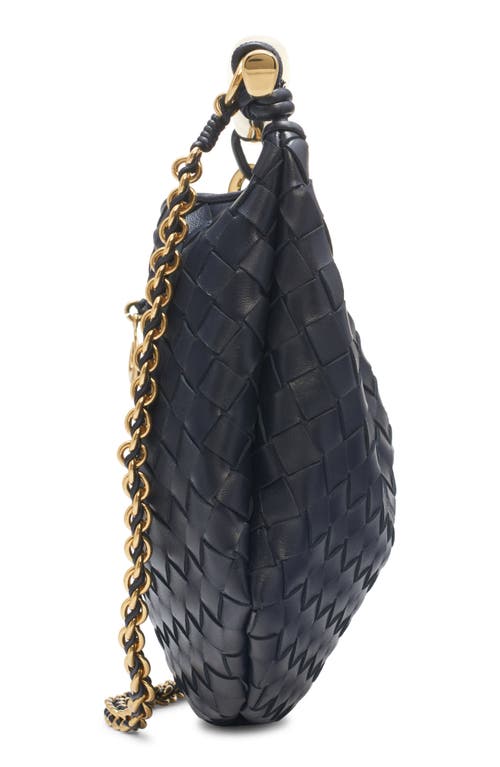 Shop Bottega Veneta Small Sardine Intrecciato Leather Top Handle Bag In Space/brass