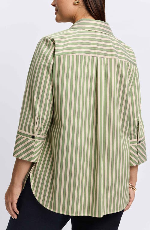 Shop Foxcroft Madison Neutral Stretch Shirt In Green