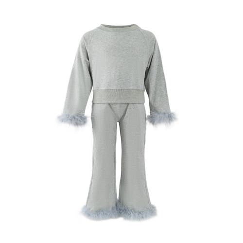 Lola + The Boys Feather Athletic Set In Grey