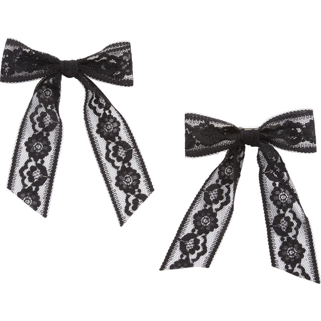 Bp. 2-pack Floral Lace Bow Hair Clips In Black