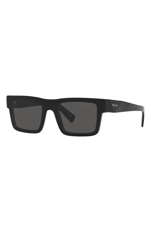 Shop Prada 52mm Rectangular Sunglasses In Black/dark Grey