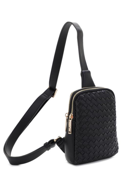 Shop Mali + Lili Haley Woven Recycled Vegan Leather Sling Bag In Black