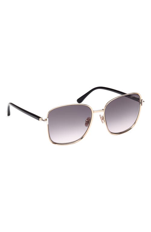 Shop Tom Ford Fern 57mm Square Sunglasses In Shiny Rose Gold/smoke