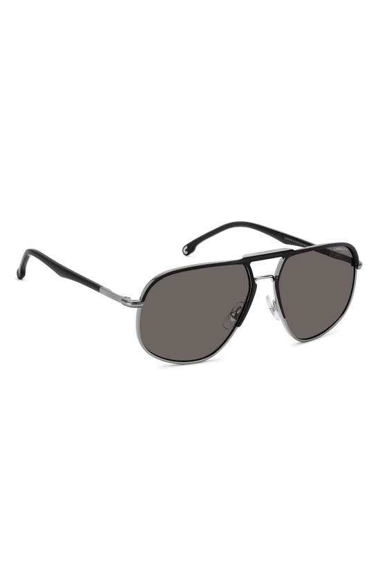 Shop Carrera Eyewear 60mm Aviator Sunglasses In Matte Black/ Gray Polar