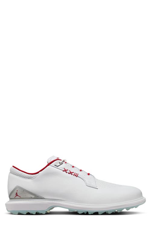 Shop Jordan Adg 5 Golf Shoe In White/fire Red/silver