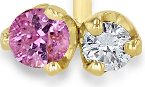 Shop Zoë Chicco Pink Sapphire & Diamond Stud Earrings In 14k Yellow Gold