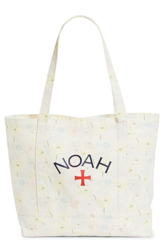 Shop Noah Core Logo Floral Print Denim Tote In Pastel Floral