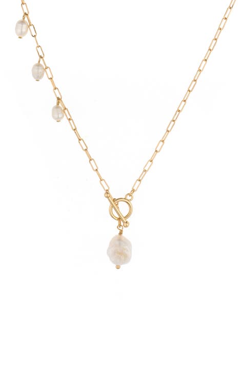 Cultured Freshwater Pearl Charm Toggle Necklace