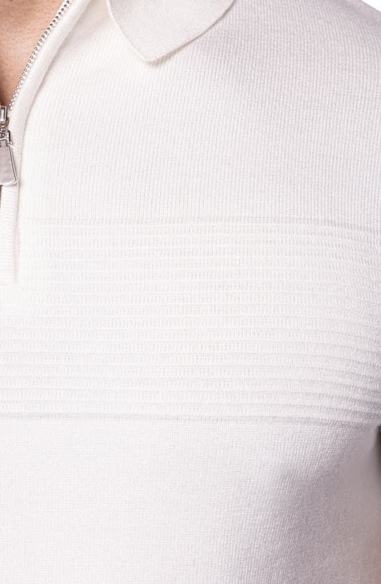 Spring + Mercer Ottoman Accent Short Sleeve Half-zip Sweater In White