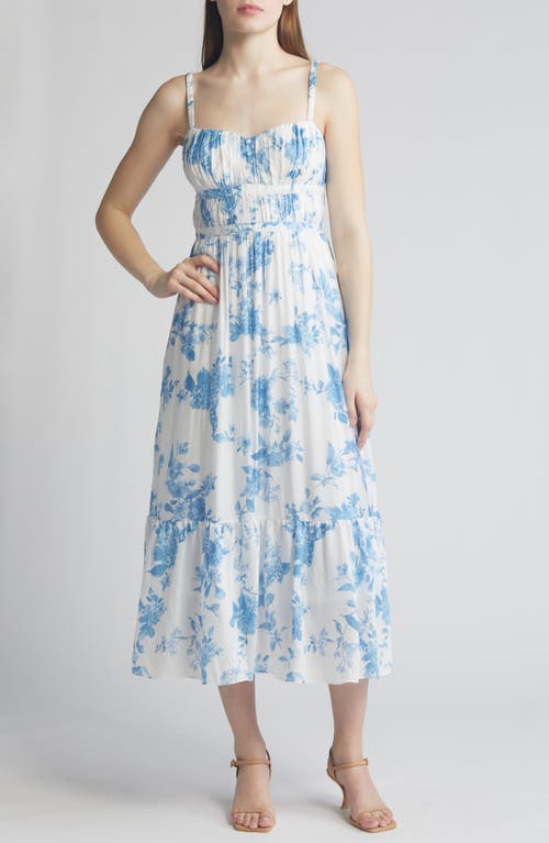 Floral Tiered Midi Dress in Blue