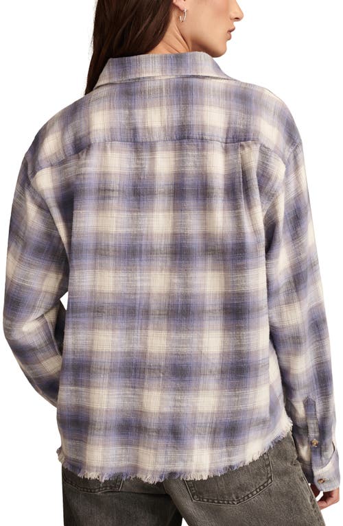 Shop Lucky Brand Raw Edge Plaid Button-up Shirt In Lavender Grey Plaid