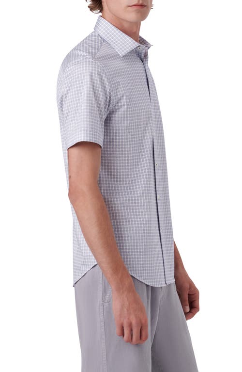 Shop Bugatchi Miles Ooohcotton® Check Short Sleeve Button-up Shirt In White