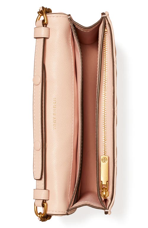 Shop Tory Burch Fleming Soft Caviar Leather Wallet On A Chain In Pink Dawn