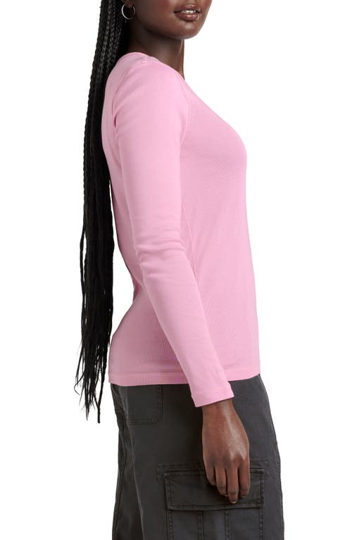 Shop Splendid Long Sleeve Crewneck T-shirt In Cotton Candy