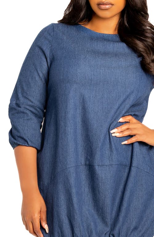 Buxom Couture Bubble Denim Minidress In Denim Blue