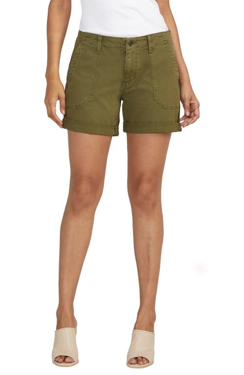 Alex Safari Stretch Cotton Shorts in Moss