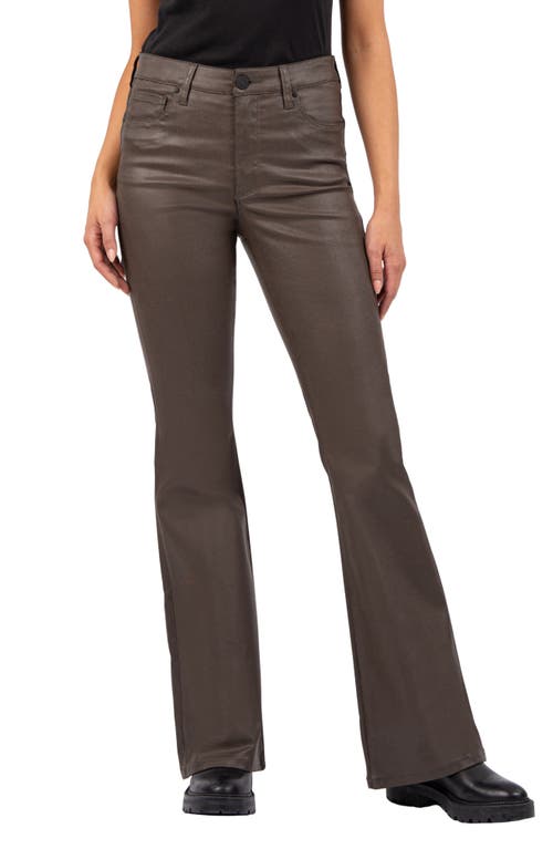 Shop Kut From The Kloth Ana Fab Ab Coated High Waist Flare Jeans In Seal Brown